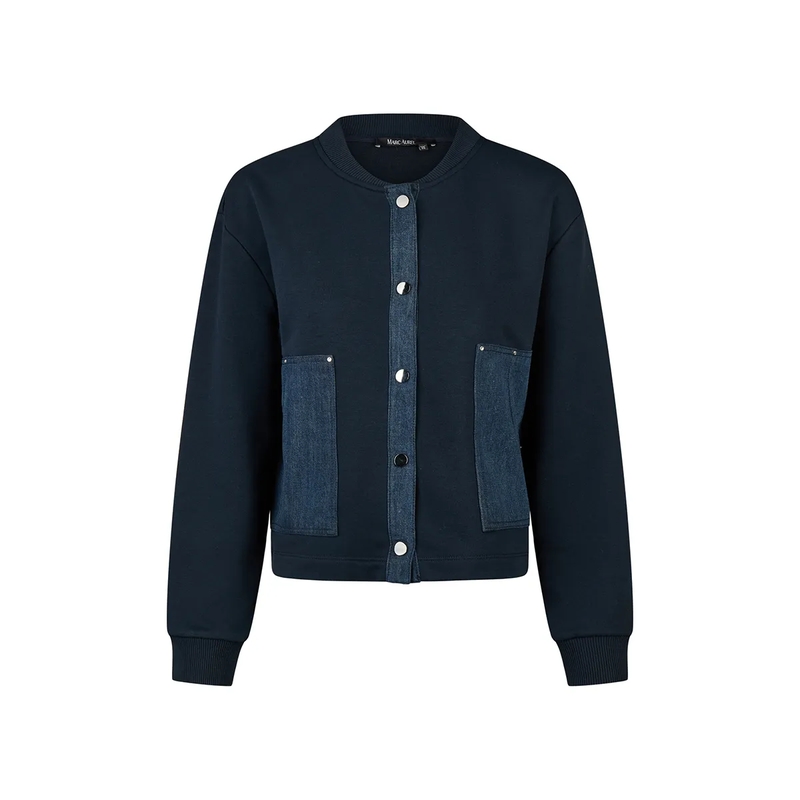 Marc Aurel Bomberjacke Bomberjacke- aufgesetzte Taschen aus Denim- Rip blau