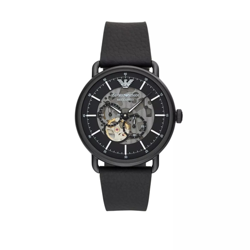 Emporio Armani Multifunction Black Leather Watch Black Orologio multifunzionale