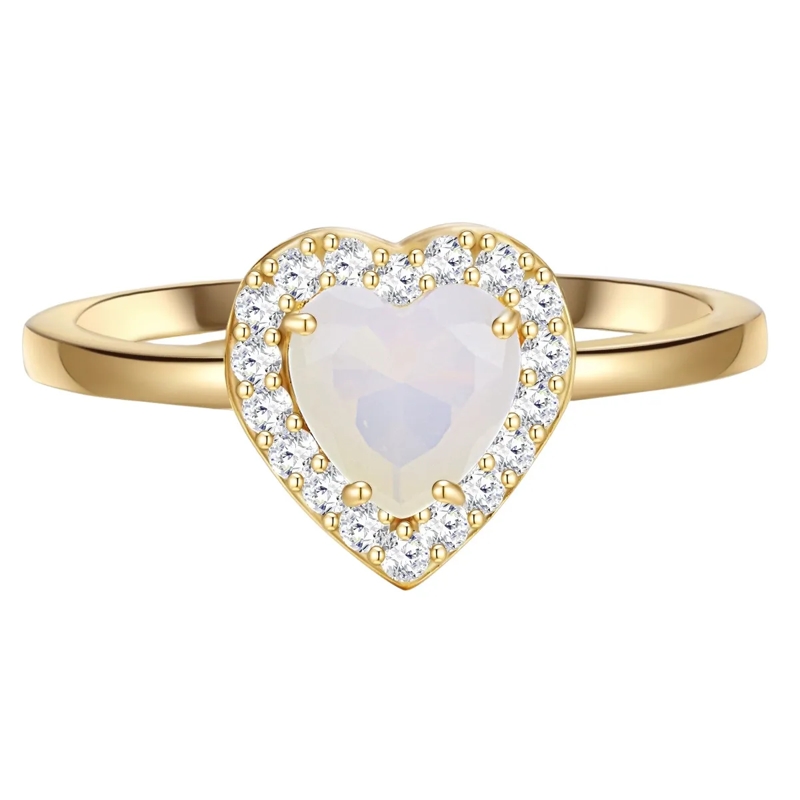 Glanzstücke München Ring Sterling Silber Ring Mondstein (synth.) Herz gold