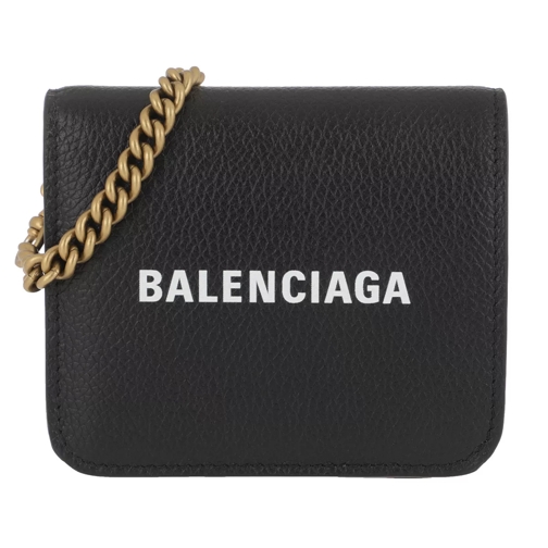 Balenciaga Cash Wallet On Chain Black White Kedjeplånbok