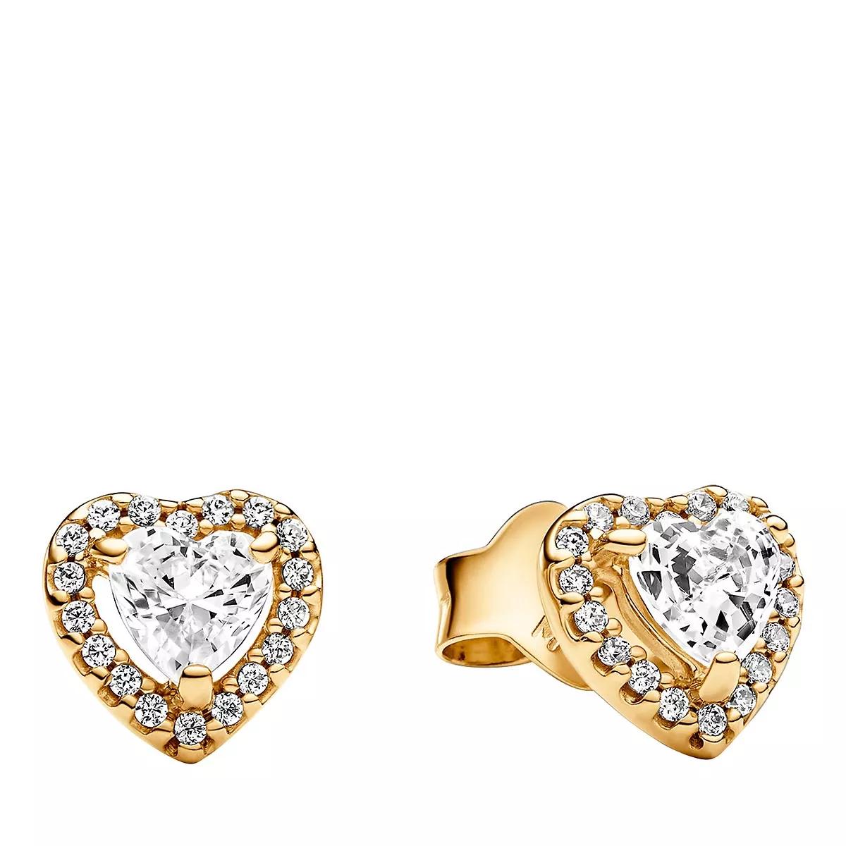 Pandora Heart 14k gold plated stud earrings with clear cub Clear Ohrstecker