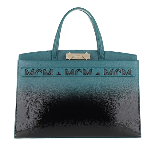 MCM Milano Patent Tote Bag Medium Black Rymlig shoppingväska