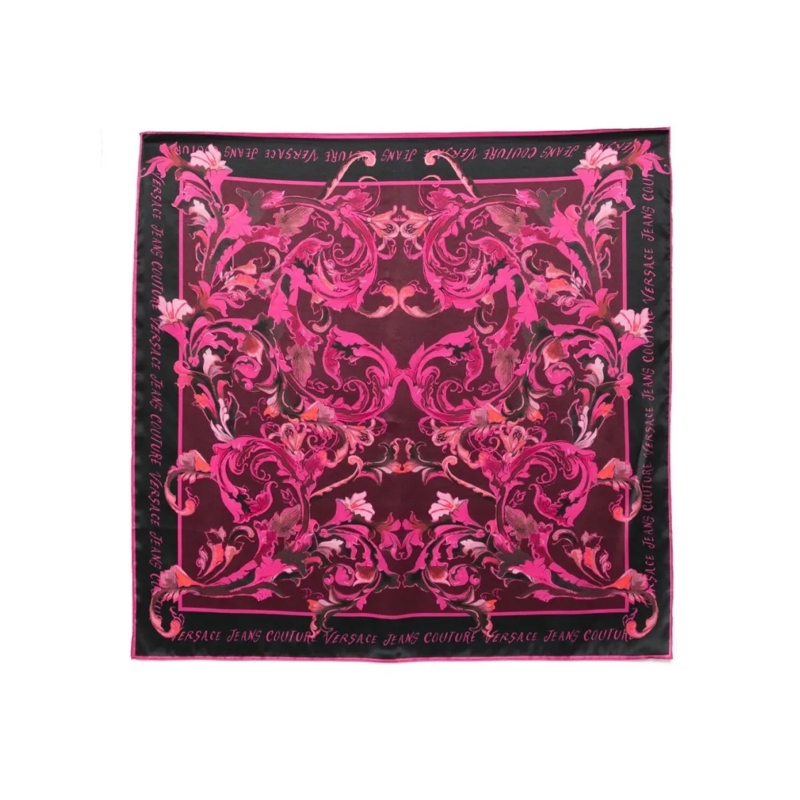 Versace Jeans Couture Écharpe légère Baroque-Inspired Silk Scarf With Ornate Motifs Pink