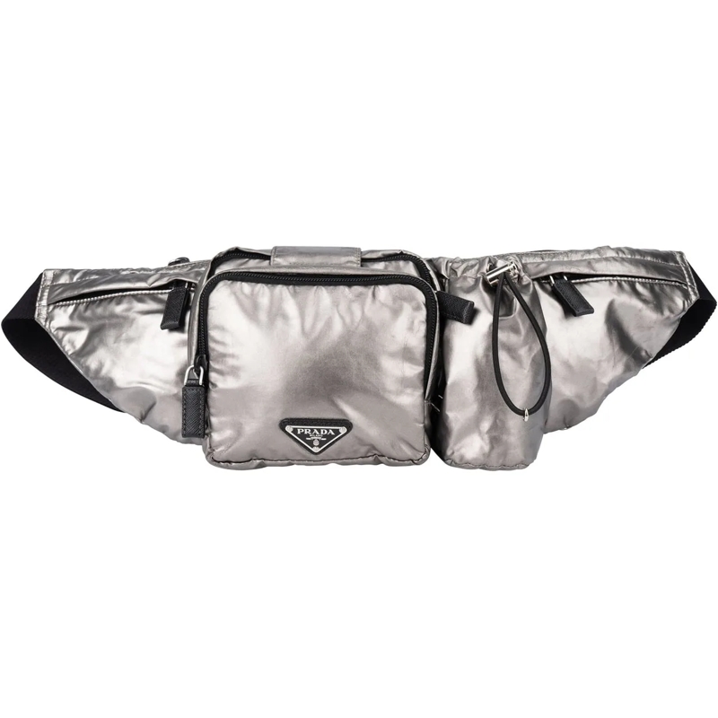 Prada Fourre-tout Prada Silver Line Triangle Crossbody Bumbag silber