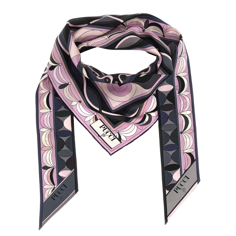 Emilio Pucci Écharpe légère Triangle Pattern Silk Twill Bandeau Multicolor