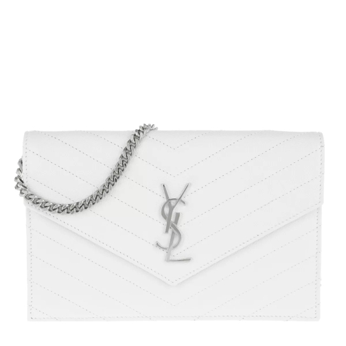 Saint Laurent Monogramme Envelope Chain Wallet White Crossbody Bag