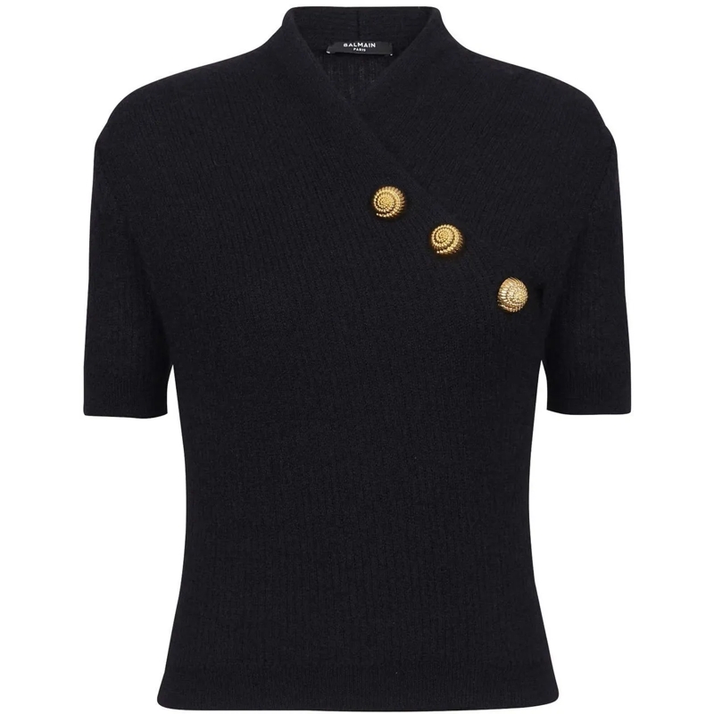Balmain T-Shirt Balmain Wool Blend Top schwarz