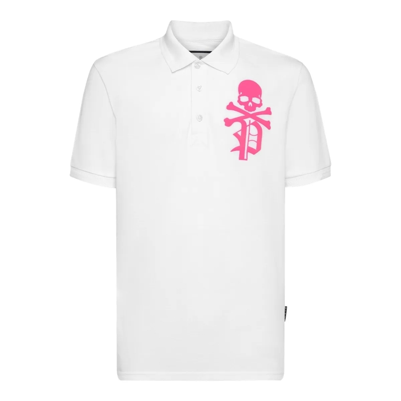 Philipp Plein Top Poloshirt Skull&Bones weiss
