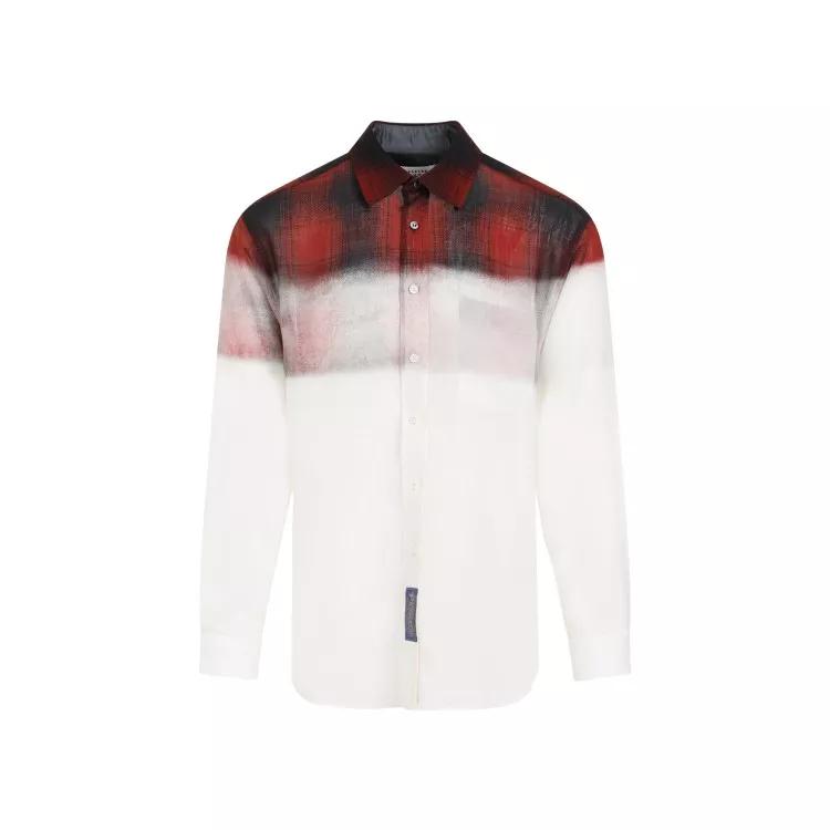 Maison Margiela - Ls Red And Black Wool Shirt - Größe 40 - white