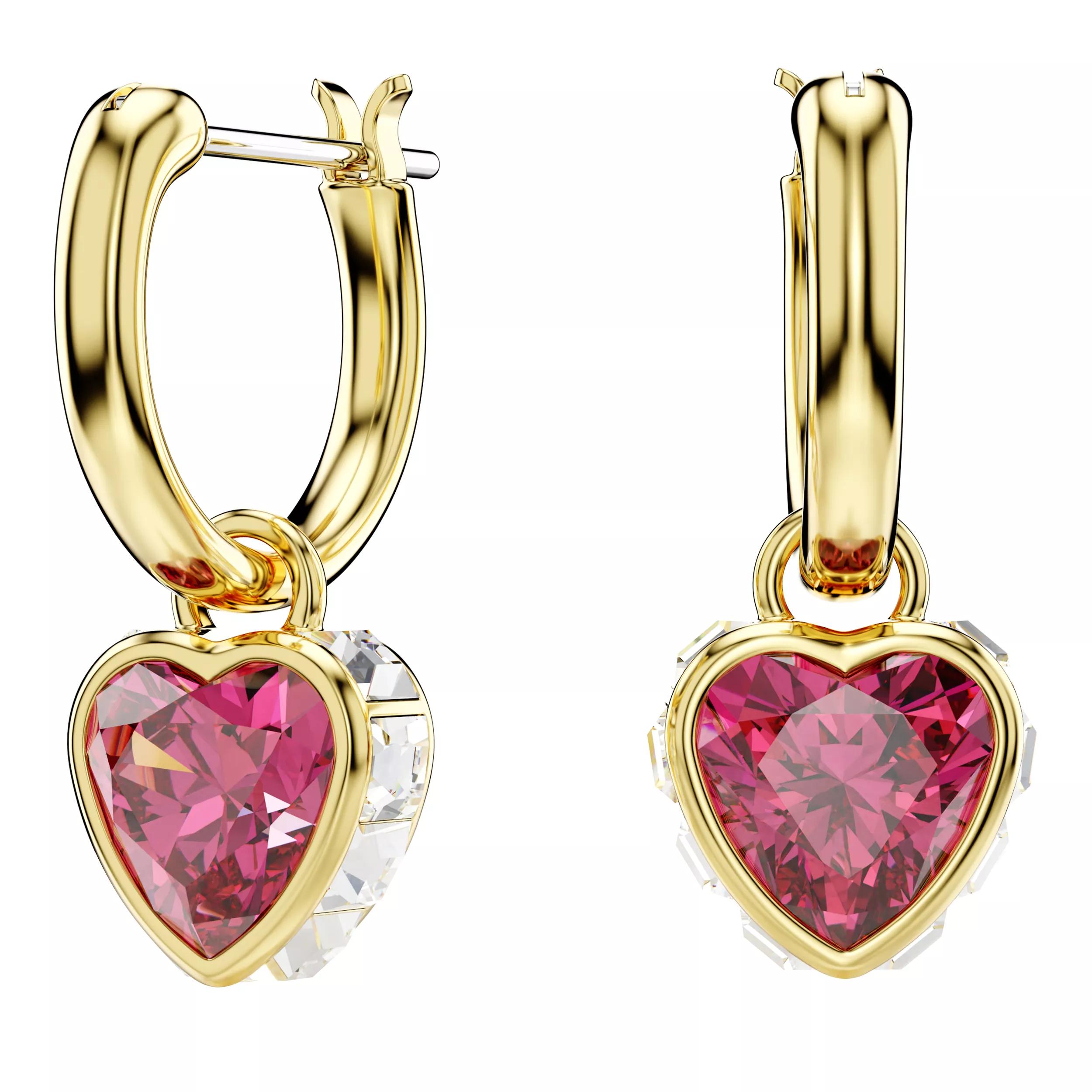 Swarovski Ohrringe - Chroma drop earrings, Heart, Gold-tone plated - Gr. unisize - in Rot - für Damen