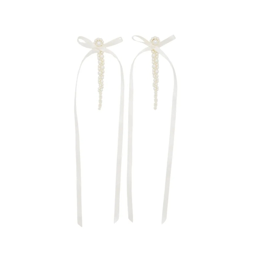 Simone Rocha Bow Ribbon Drip Earrings White Ohrstecker