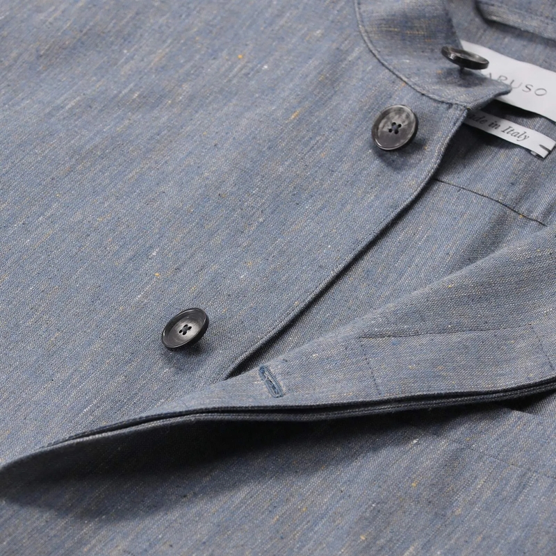 Emanuela Caruso Overgangsjas Overshirt mit Seide & Leinen blau(Image 9)
