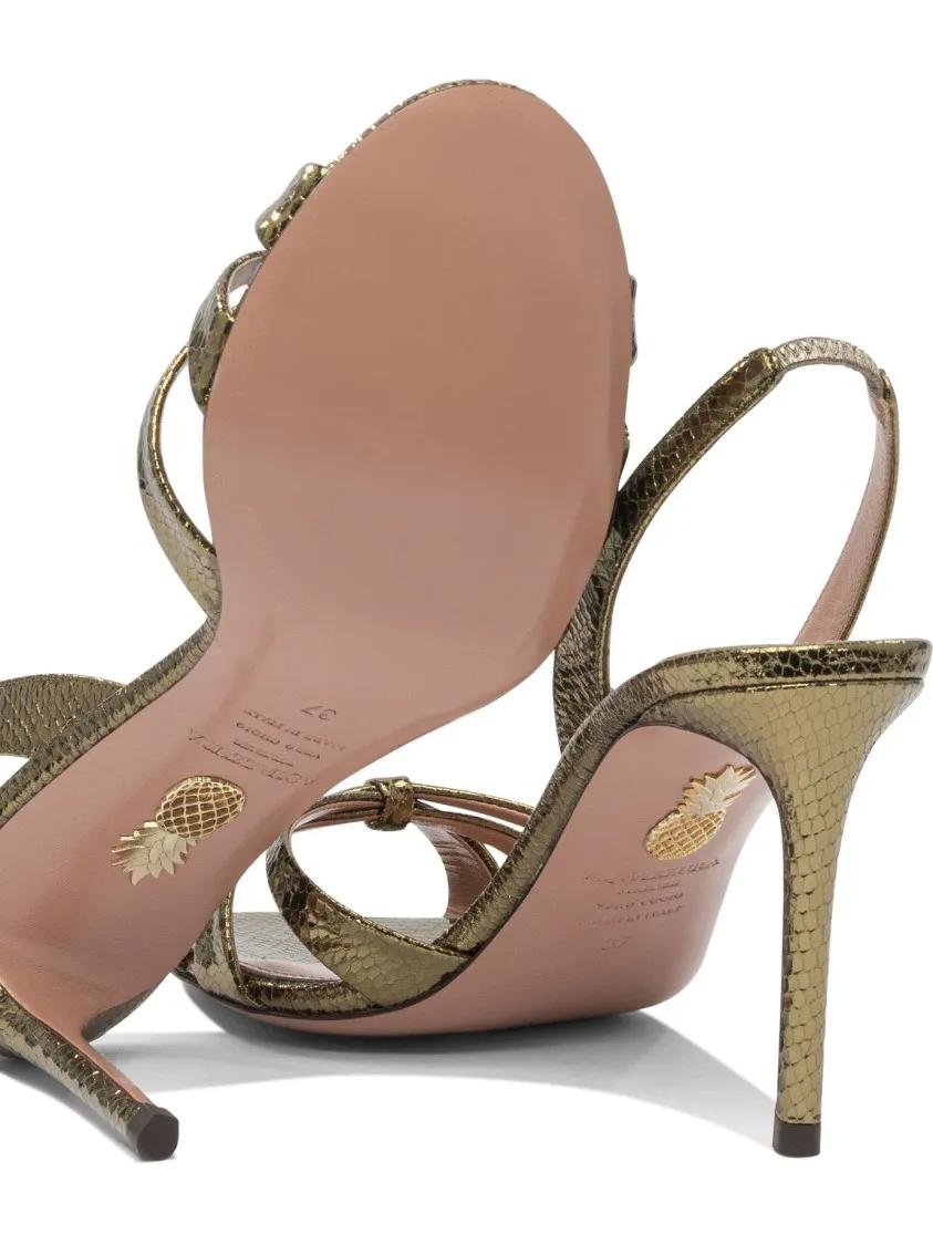Thumbnail - Aquazzura Sandalen - Tati Sandal 85 In Goat And Calf Leather - Gr. 38 (EU) - in Gold - für Damen