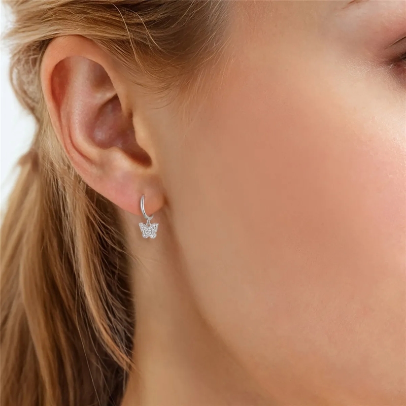 Glanzstücke München Ohrhänger Sterling Silber Creolen Zirkonia Schmetterling silber(Image 2)