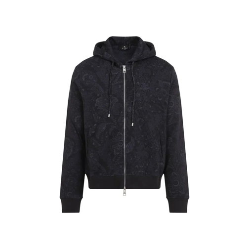 Etro Hoodie Blue Cotton Zipped Hoodie Blue