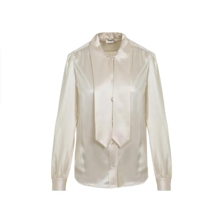 Saint Laurent - Chalk White Silk Blouse - Größe 36 - weiß