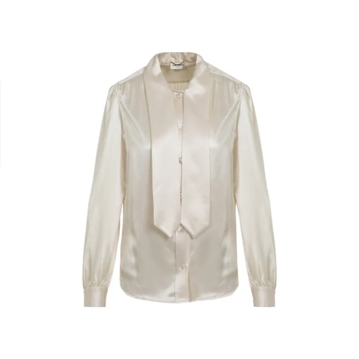 Saint Laurent Chalk White Silk Blouse White 