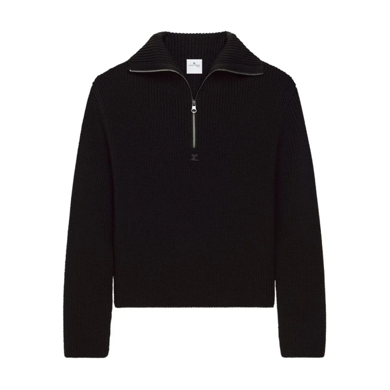 Courrèges Trui Ribbed Knit Sweater Black