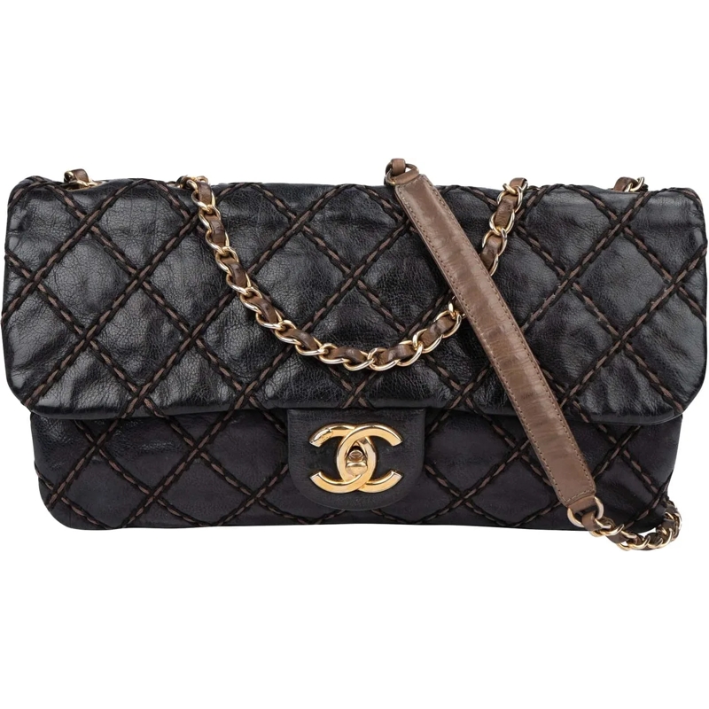 Chanel Tote Chanel Quilted Deerskin Single Flap Crossbody Bag schwarz