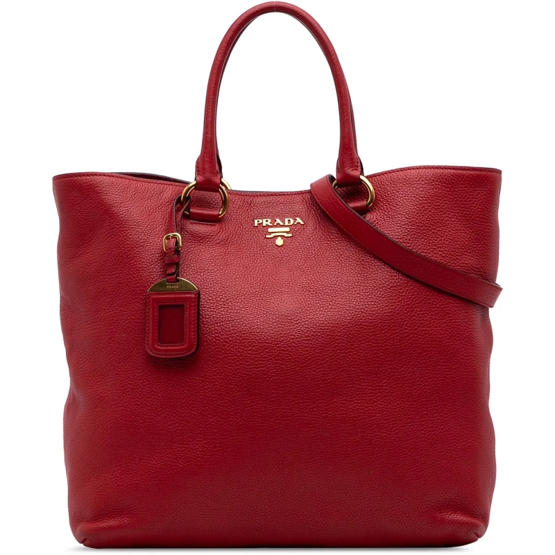 Prada Sac à bandoulière Vitello Daino Open Convertible Tote rot