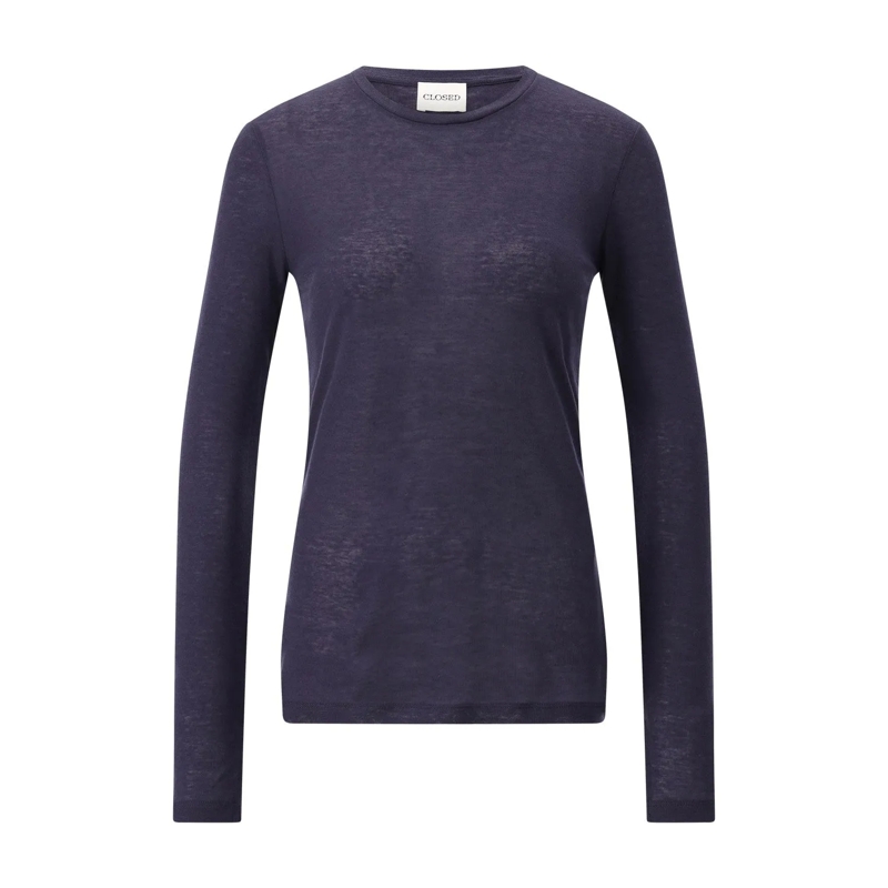 Closed Pullover Langarmshirt aus Woll-Mix Dunkelblau