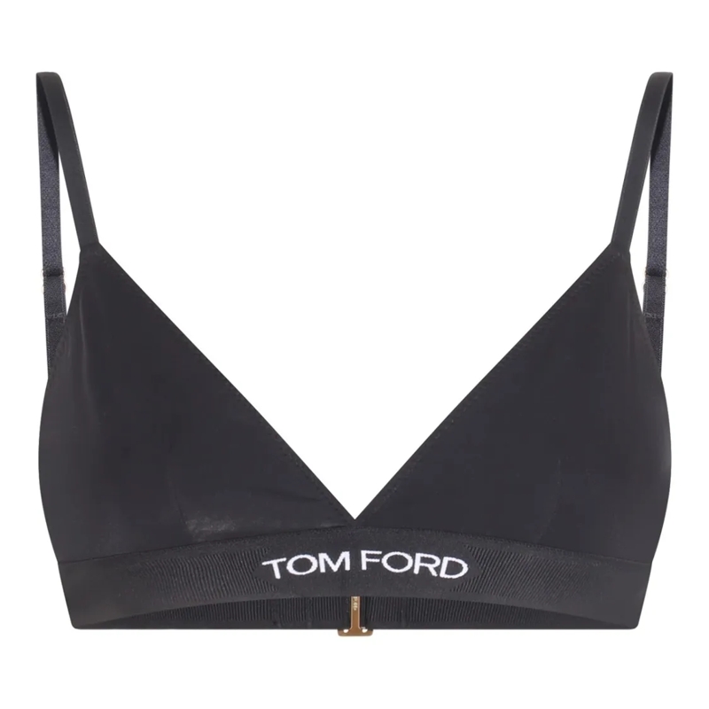 Tom Ford Bluse Form-Fitting Black Top With Subtle Sheen Black