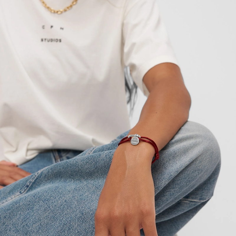 Copenhagen Armband Edelstahl Fabric Link burgundy(Image 2)