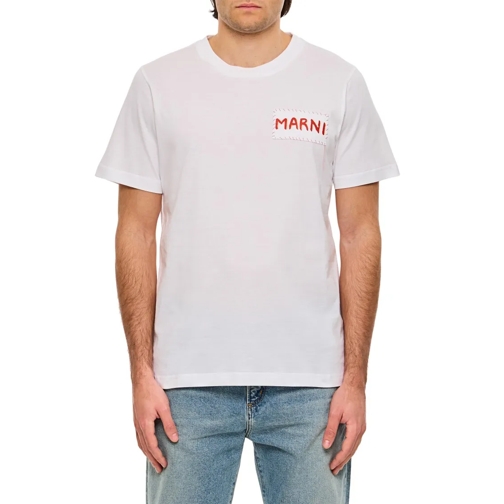 Marni T-Shirts White Cotton Mini Logo T-Shirt White