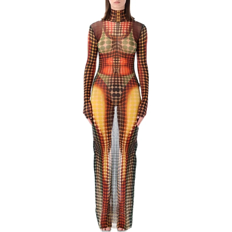 Jean Paul Gaultier  Dots Re-Edition Long Dress Brown