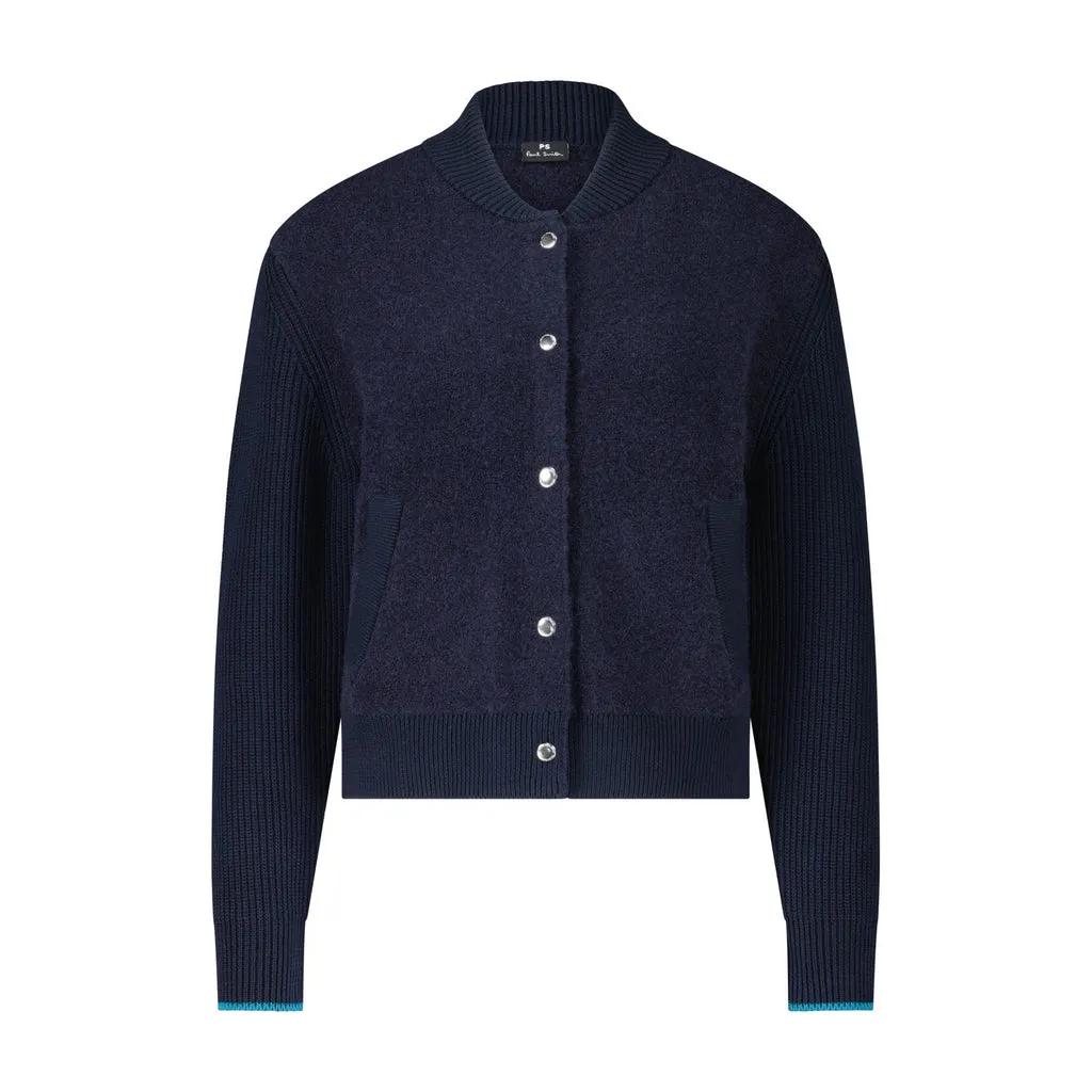 Paul Smith - Gestrickter Cardigan in Bomber-Stil - Größe S - blau