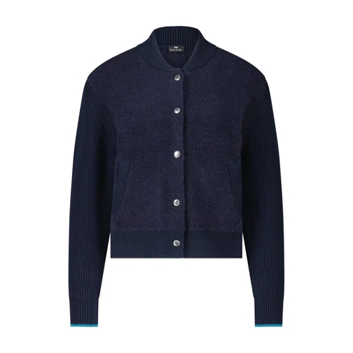 Paul Smith Gestrickter Cardigan in Bomber-Stil Dunkelblau Strickjacke