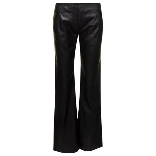 Alberta Ferretti Black Flared Pants In Leather Black Casual byxor