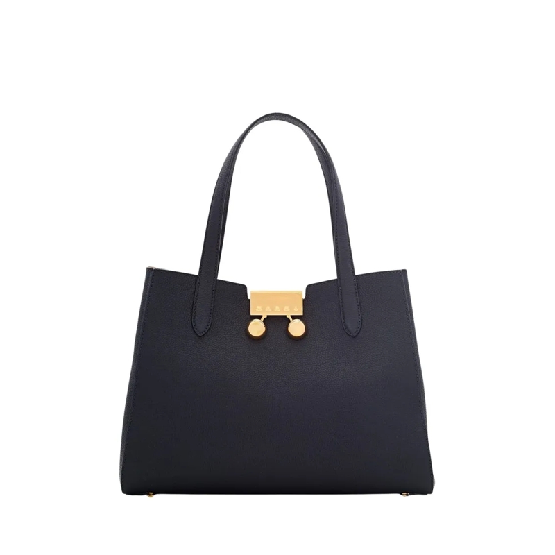 Marni Tote Black Handbag With Gold-Tone Clasp Black