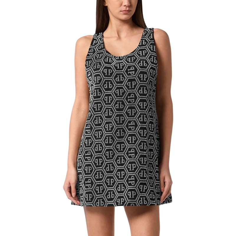 Philipp Plein Maxikleid Long Dress Monogram Embellished schwarz(Image 2)