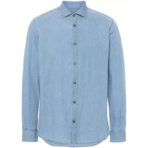 Peserico Cotton Denim Shirt Blue 