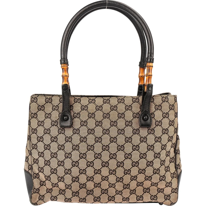 Gucci Schultertasche Gucci GG Monogram Bamboo Handbag schwarz