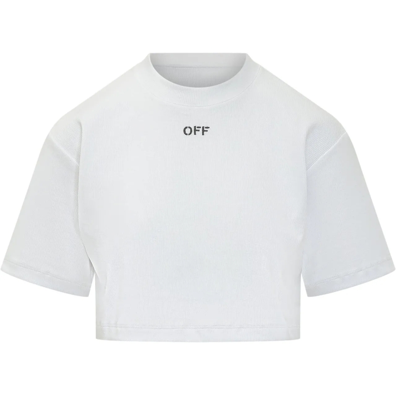 Off-White T-shirt T-Shirt Cropped A Costine weiß