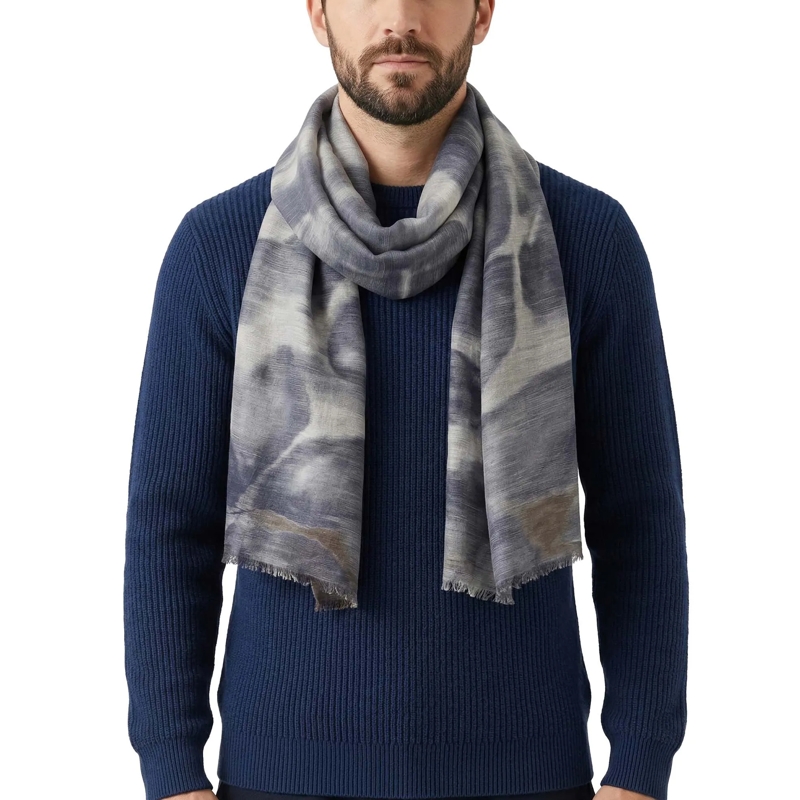 Altea Écharpe en laine Tuch aus Leinenmix blau(Image 2)