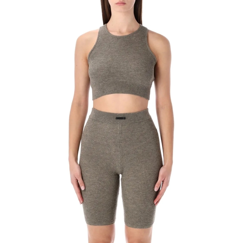 FEAR OF GOD Chemisier Waffle Knit Cropped Sport Tank Brown
