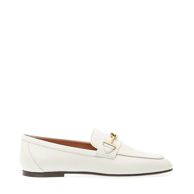 Tod's Ballerinas White Horsebit Leather Moccasin White