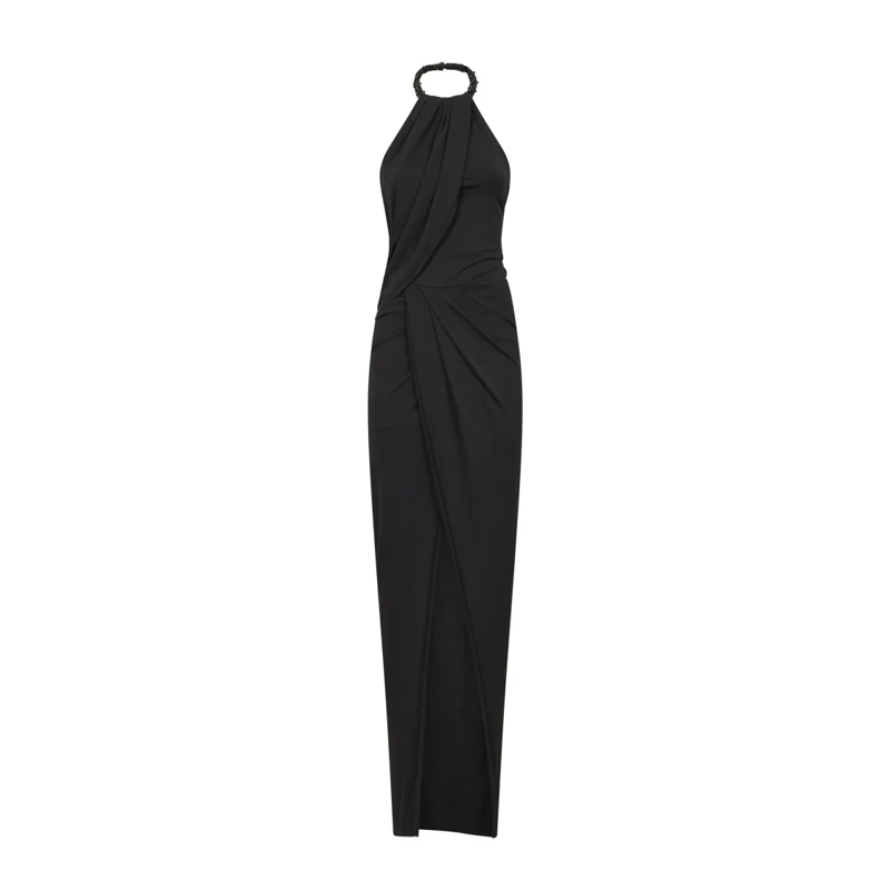 Amen Abendkleid Flowing Black Jersey Maxi Dress Black