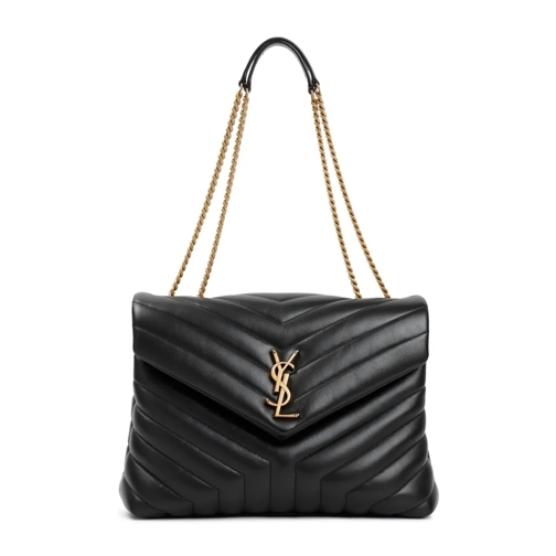 Saint Laurent Black Leather Medium Loulou Chain Bag Black Schoudertas