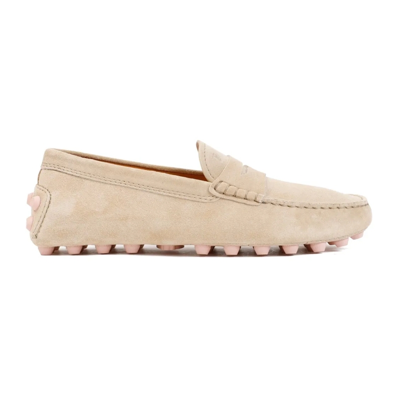 Tod's Ballerinas Natural Beige Suede Leather Loafers Neutrals