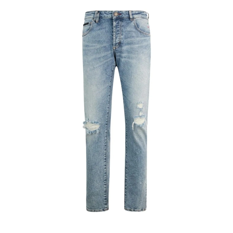 Philipp Plein Jeans mit geradem Bein Super Straight Cut Jeans Basic hellblau