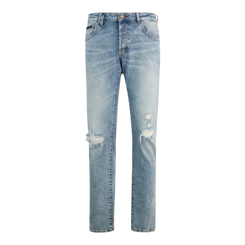 Philipp Plein Jeans mit geradem Bein Super Straight Cut Jeans Basic hellblau