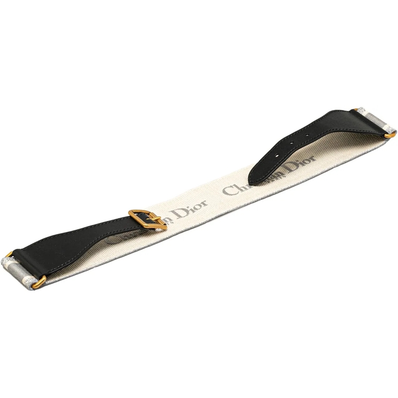 Christian Dior Schultertasche Embroidered Logo Strap grau