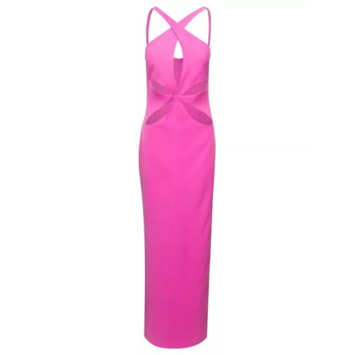 Mônot Pink Halterneck Petal Cutout Dress In Tech Fabric Pink 