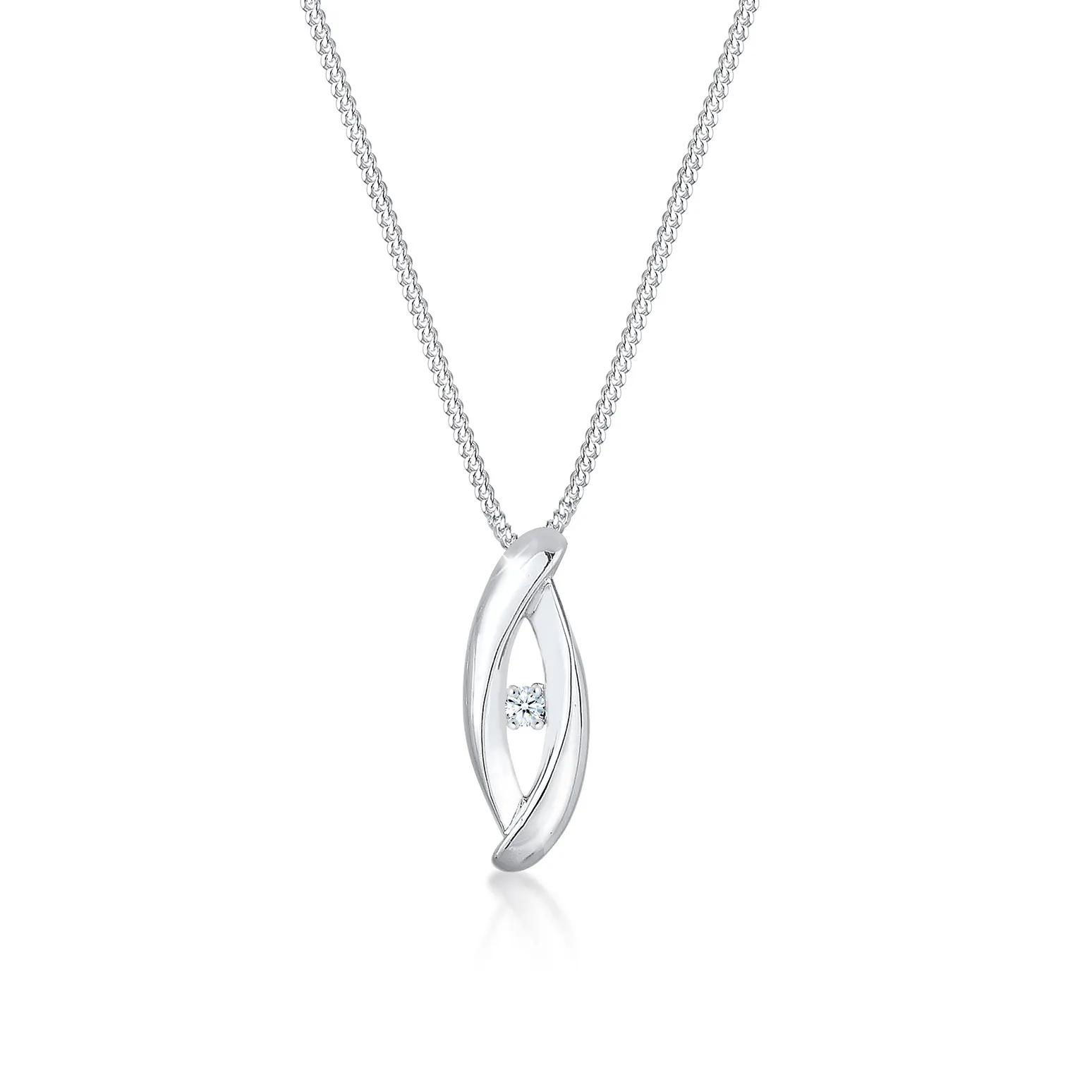 Elli Halsketten - Halskette Infinity Klassik Diamant (0.03 ct.) 925 - Gr. unisize - in Silber - für Damen