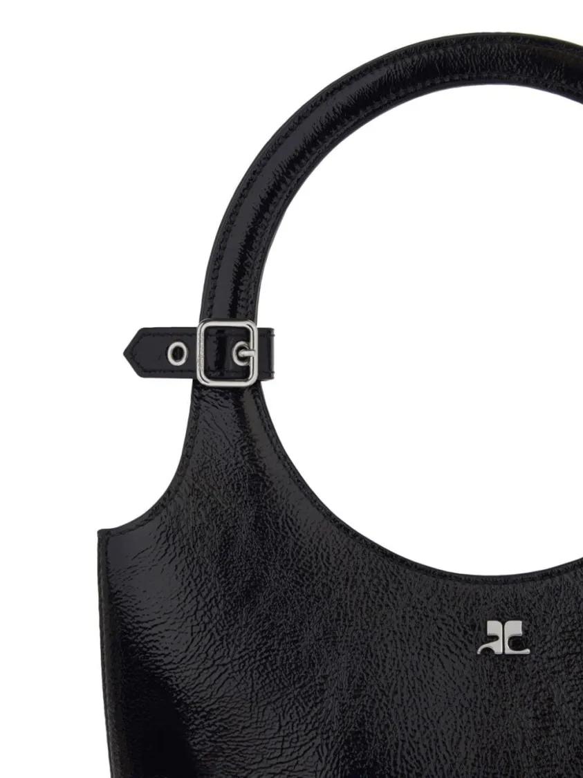 Courrèges Crossbody bags Calf Leather Bag With Silver-Tone Logo in zwart