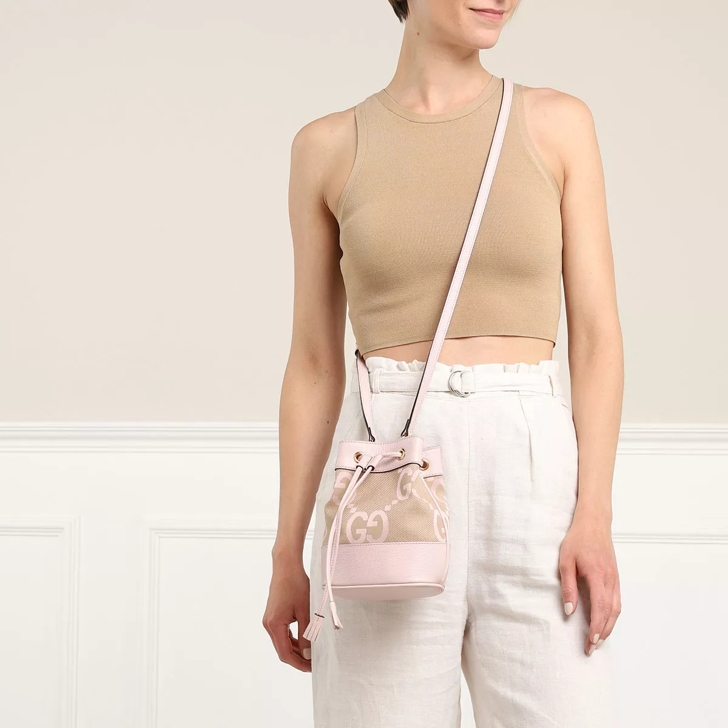 Gucci Ophidia Jumbo GG Mini Bucket Bag Beige Pink Bucket Bag